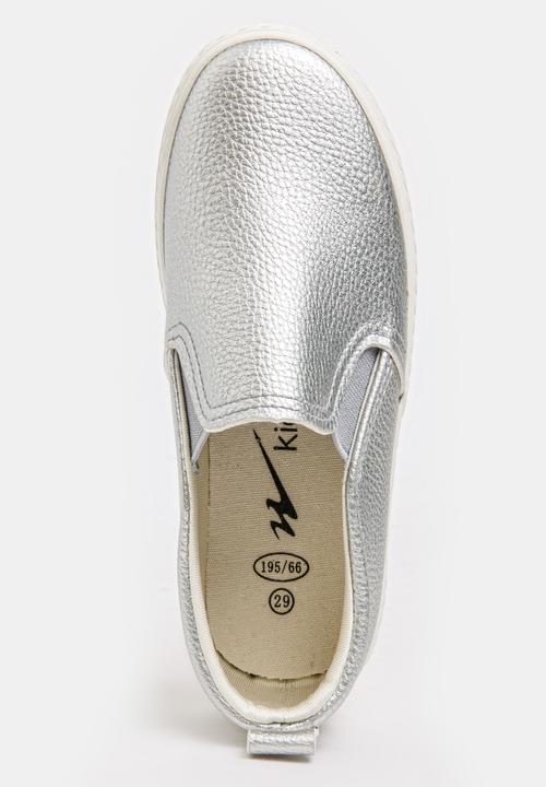 Pop Candy - Girls PU Slip On Sneakers Silver
