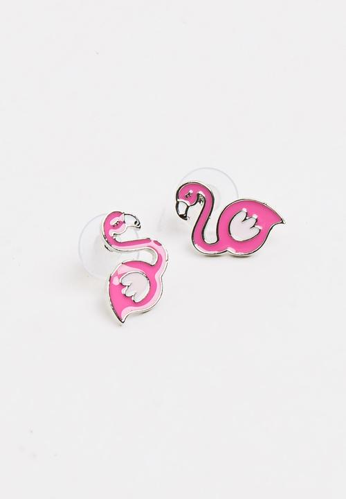Pop Candy - Girls Flamingo Stud Earring Dark Pink