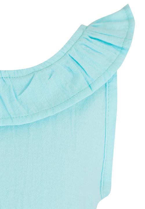 See-Saw - Woven Top with Neck Frill Light Green