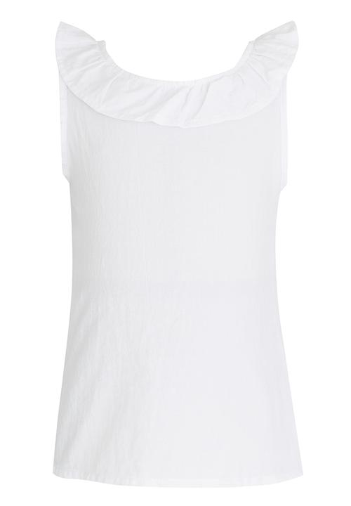 See-Saw - Woven Top with Neck Frill Milk