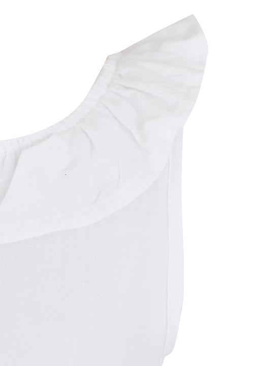 See-Saw - Woven Top with Neck Frill Milk