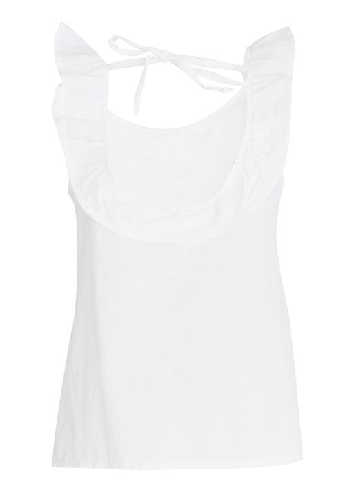 See-Saw - Woven Top with Neck Frill Milk