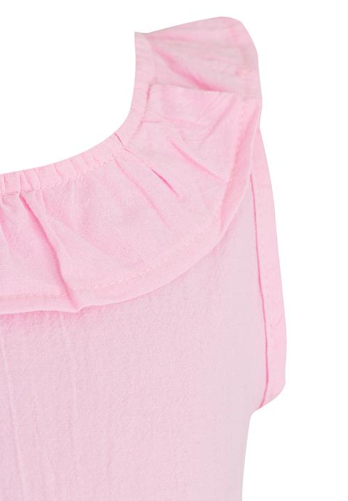 See-Saw - Woven Top with Neck Frill Pale Pink