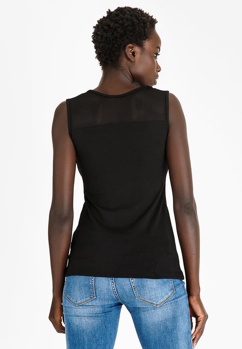 edit - Mesh Inset Cami Black