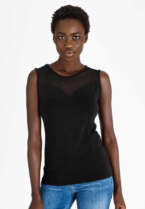 edit - Mesh Inset Cami Black
