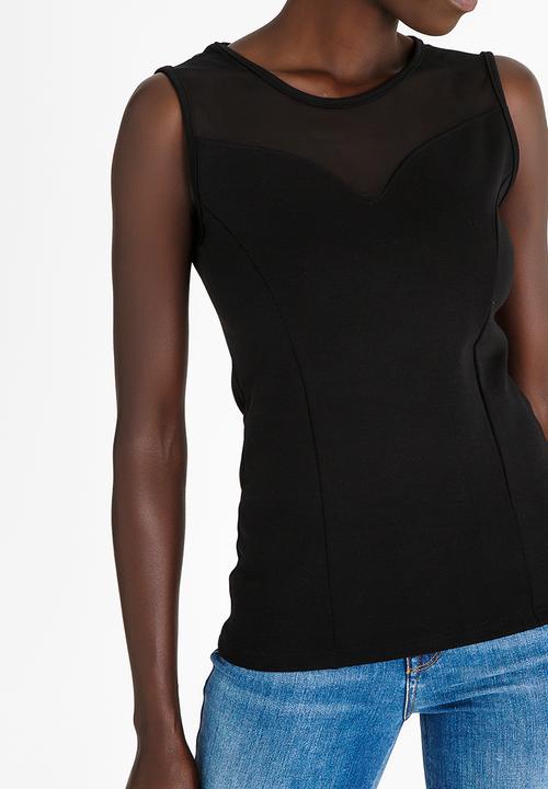 edit - Mesh Inset Cami Black