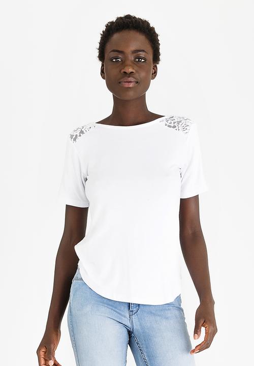 edit - Lace Inset T-shirt White