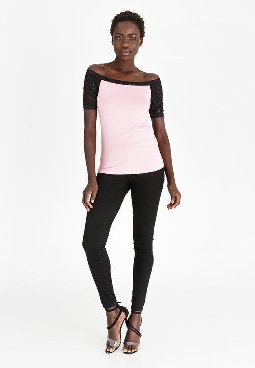 edit - Lace Detail T-shirt Mid Pink