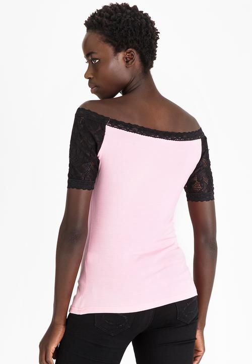edit - Lace Detail T-shirt Mid Pink