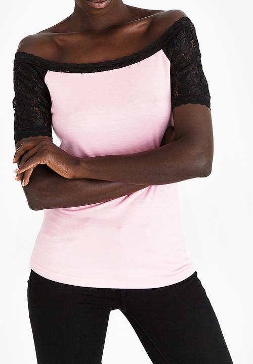edit - Lace Detail T-shirt Mid Pink