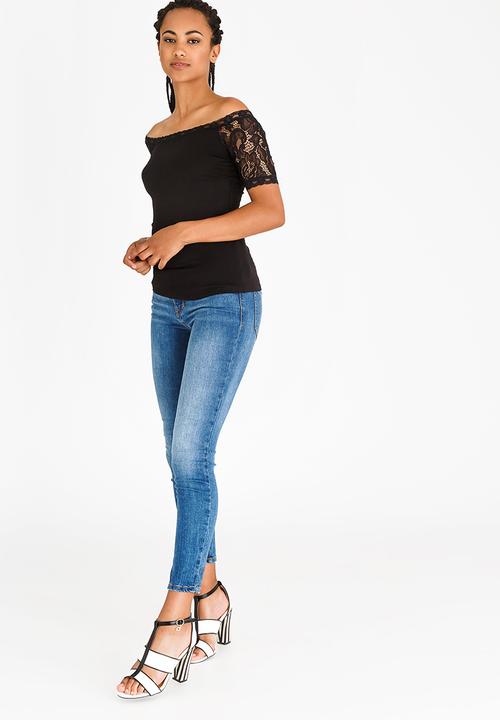edit - Lace Detail T-shirt Black