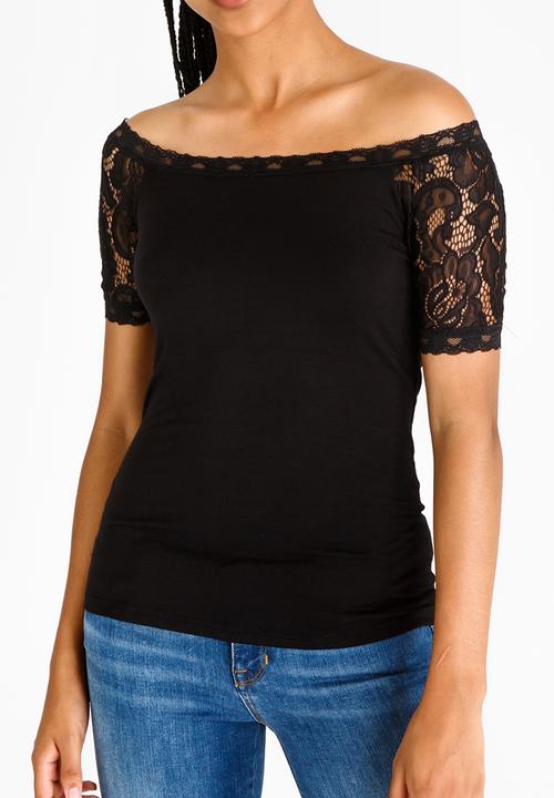 edit - Lace Detail T-shirt Black