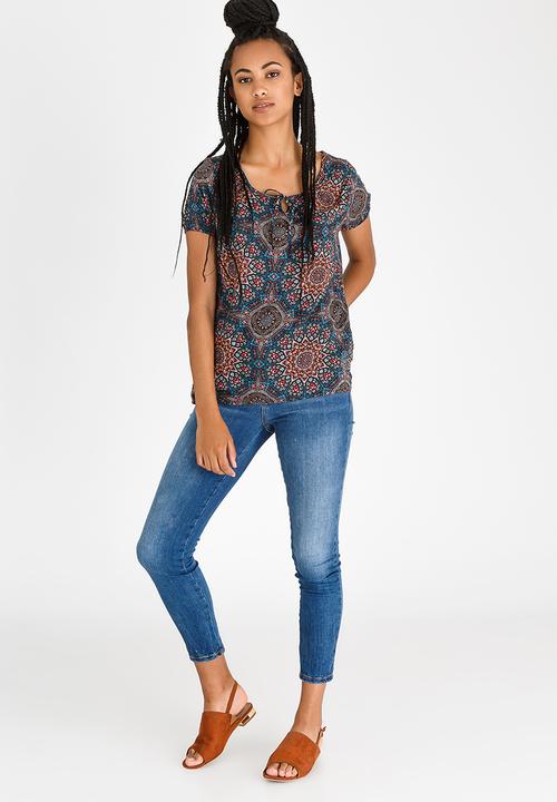 JEEP - Printed Peasant Blouse Multi-colour
