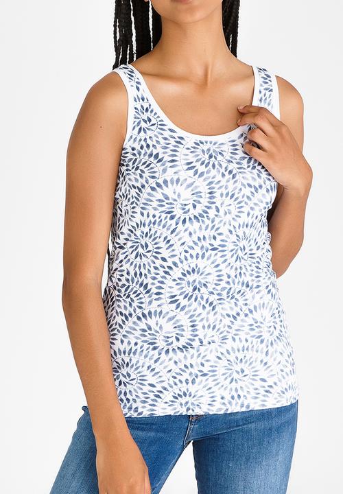 JEEP - Short Sleeve Printed Vest Blue and White