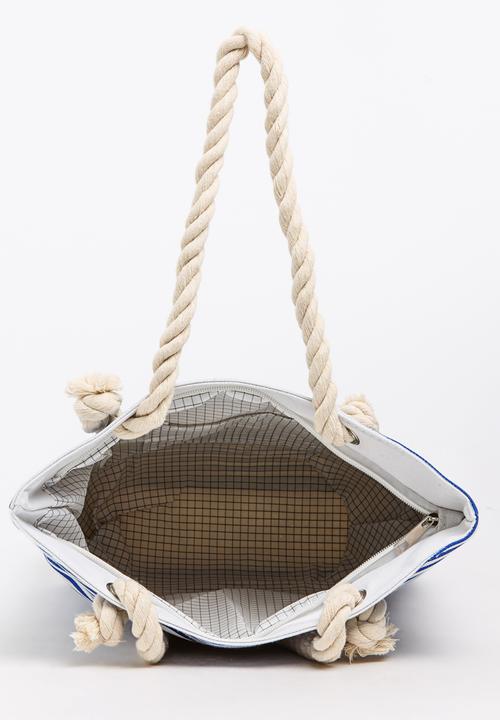Pop Candy - Girls Stripe Canvas Beach Bag Navy