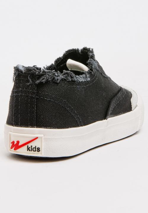 Pop Candy - Boys Canvas Sneakers with Raw Edging Black