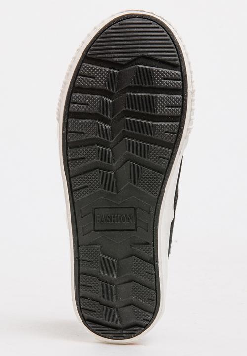 Pop Candy - Boys Canvas Sneakers with Raw Edging Black