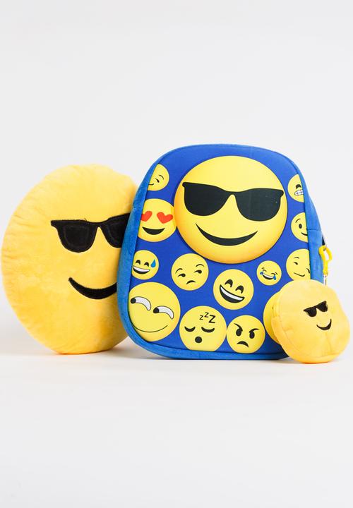 Cool Kids - Cool Face Emoji Back Pack, Cushion and Purse Multi-colour