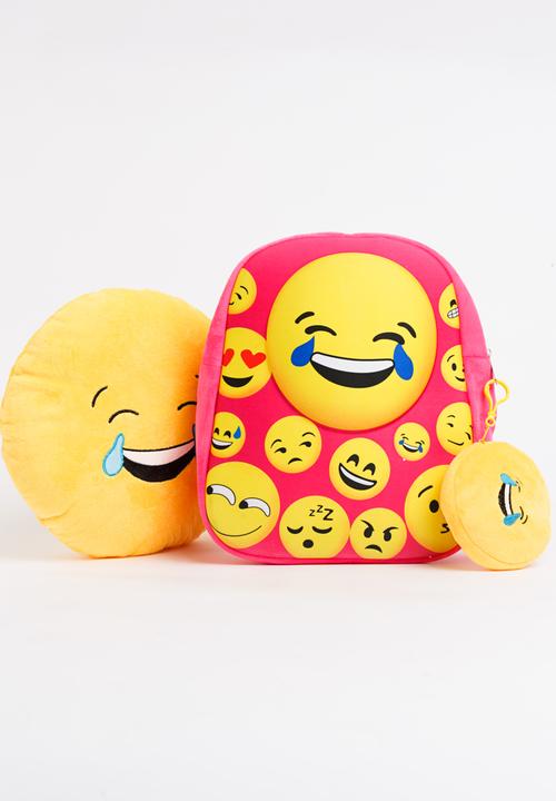 Cool Kids - Laughing Face Emoji Back Pack, Cushion and Purse Multi-colour