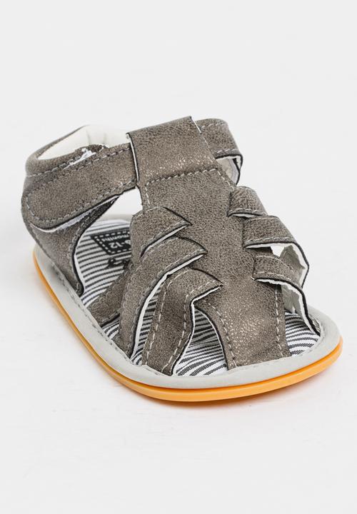 Pop Candy - Boys PU Sandals Charcoal