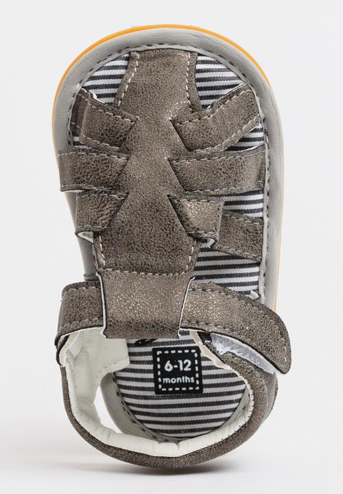 Pop Candy - Boys PU Sandals Charcoal