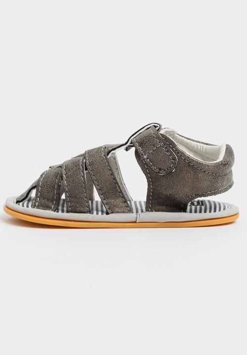 Pop Candy - Boys PU Sandals Charcoal