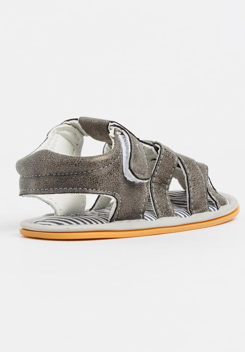 Pop Candy - Boys PU Sandals Charcoal