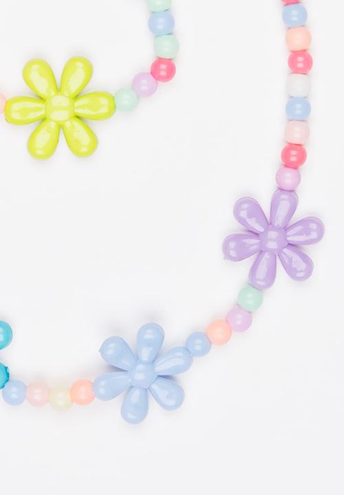 Pop Candy - Girls Flower Necklace and Bracelet Set Multi-colour