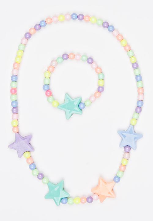Pop Candy - Girls Star Necklace and Bracelet Set Multi-colour