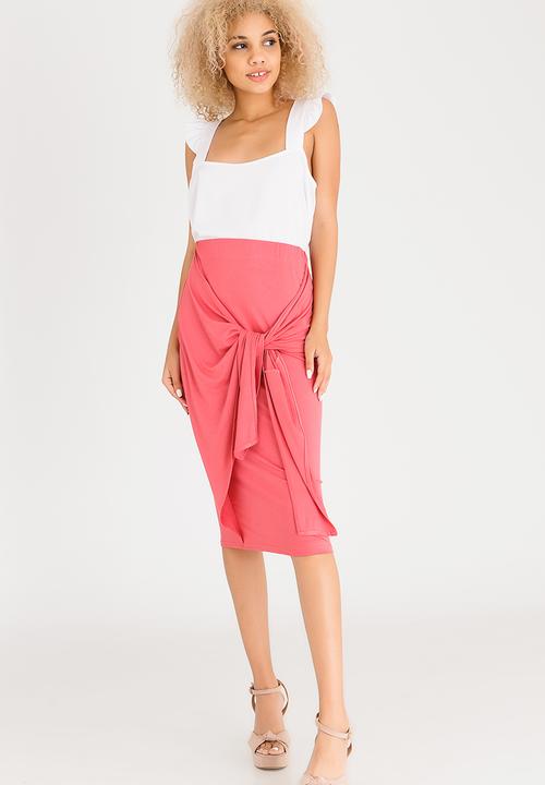 c(inch) - Tie Front Midi Skirt Rose