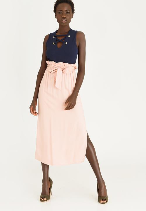 STYLE REPUBLIC - Paperbag Midi Skirt Pale Pink