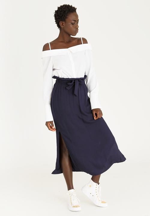 STYLE REPUBLIC - Paperbag Midi Skirt Navy