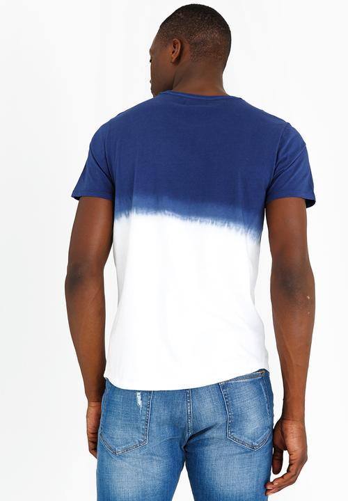 Sassoon - Scoop Hem Ombre Effect T-shirt Blue and White
