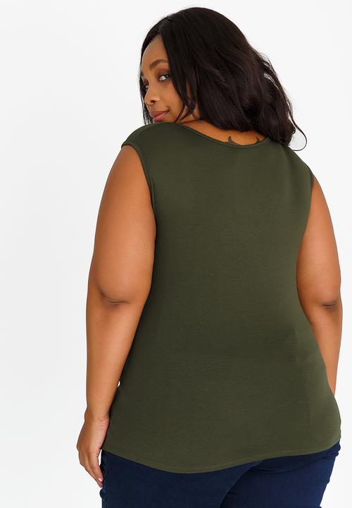 edit Plus - Gauged Front Cami Dark Green