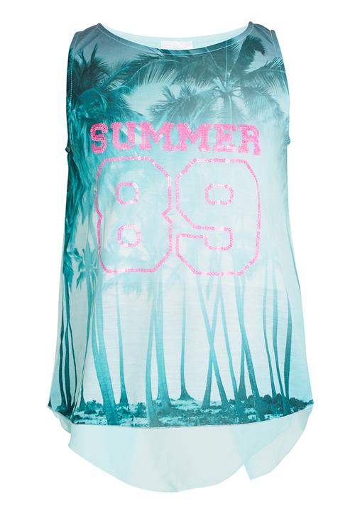 Pop Candy - Printed Sleeveless Tee Blue