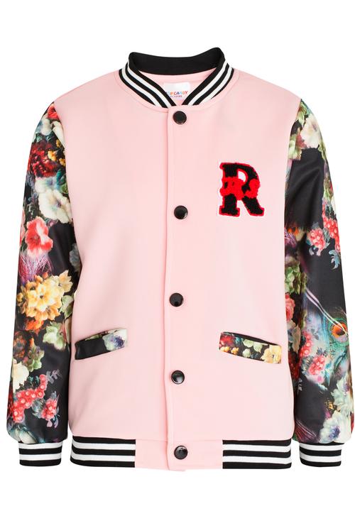 Pop Candy - Floral Sleeve Bomber Jacket Multi-colour