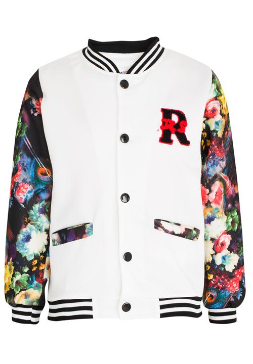 Pop Candy - Floral Sleeve Bomber Jacket Multi-colour