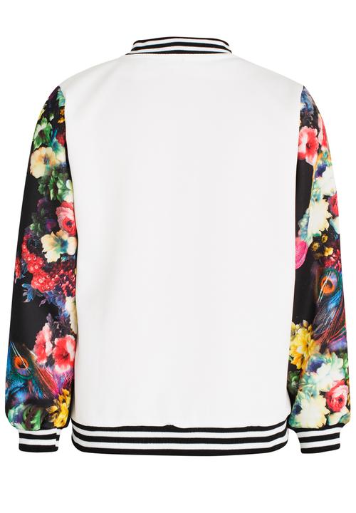 Pop Candy - Floral Sleeve Bomber Jacket Multi-colour