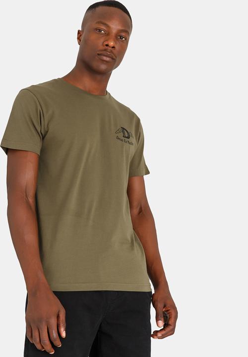 Deus Ex Machina - Heaven Zip Crew Neck Tee Khaki Green