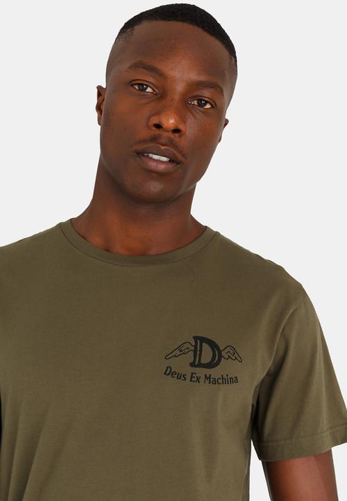 Deus Ex Machina - Heaven Zip Crew Neck Tee Khaki Green