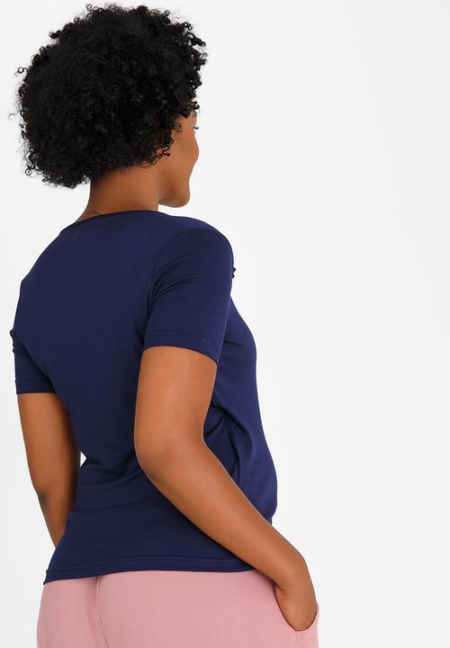 edit Maternity - Mock wrap top with frill detail - navy