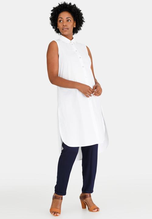 edit Maternity - Sleeveless Longer Length Blouse White