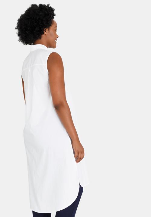 edit Maternity - Sleeveless Longer Length Blouse White