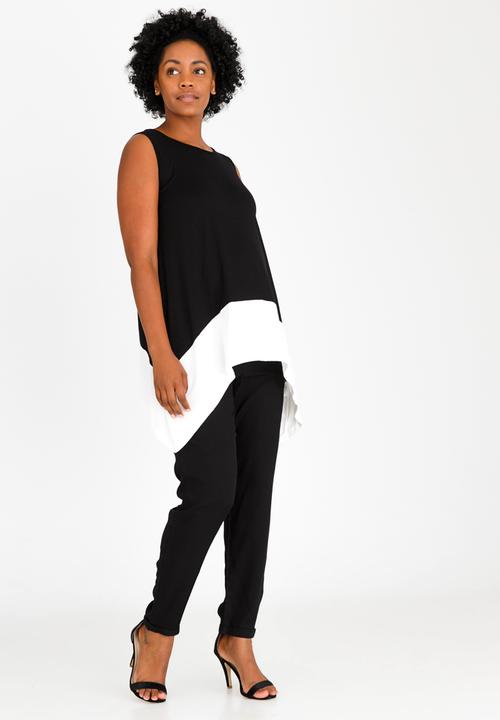 edit Maternity - Contrast Hem Swing Vest Black and White