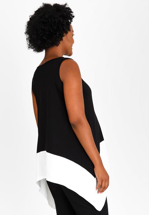 edit Maternity - Contrast Hem Swing Vest Black and White