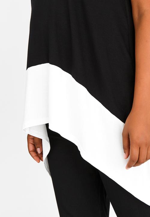 edit Maternity - Contrast Hem Swing Vest Black and White