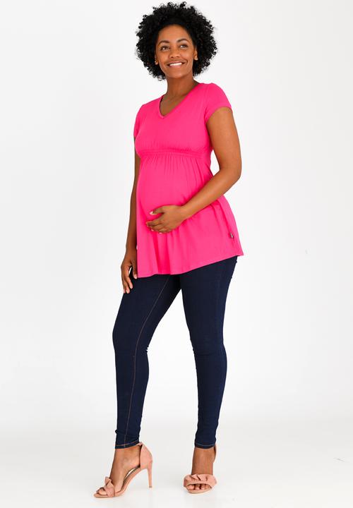 Cherry Melon - Smock Detail Top Cerise Pink