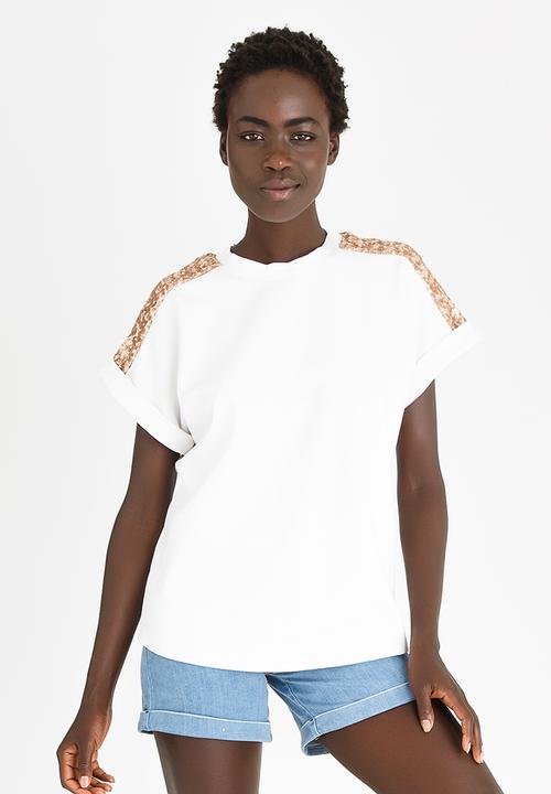 STYLE REPUBLIC - Sequin Inset T-shirt White