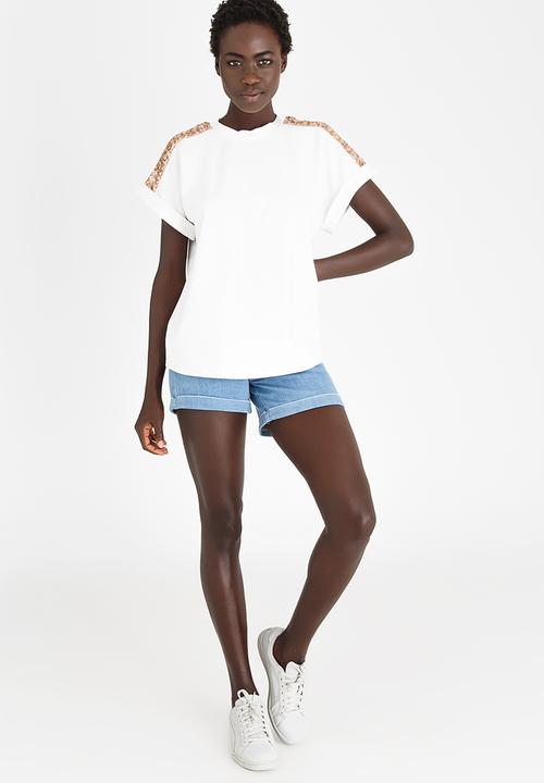 STYLE REPUBLIC - Sequin Inset T-shirt White