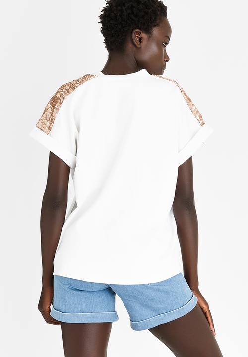 STYLE REPUBLIC - Sequin Inset T-shirt White